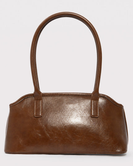 Bolso de Hombro Estilo Baguette con Hebilla Frontal