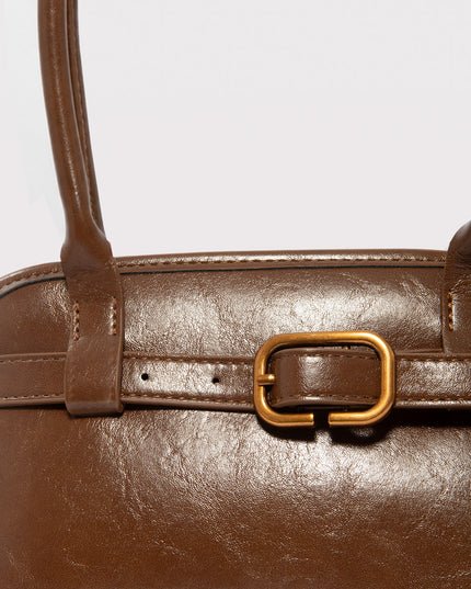 Bolso de Hombro Estilo Baguette con Hebilla Frontal