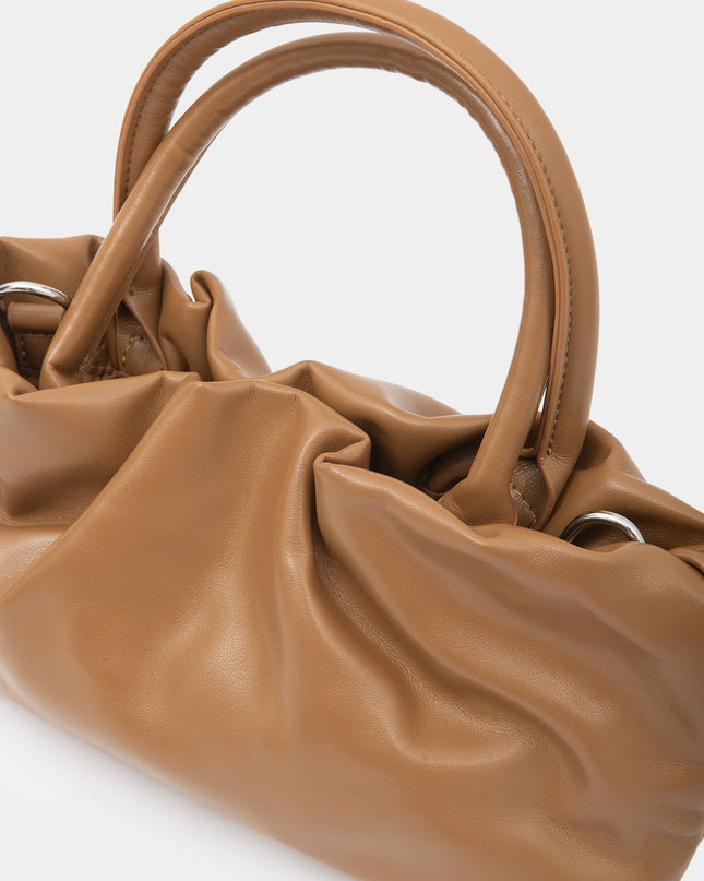 Bolso de mano tipo satchel con efecto fruncido y correa ajustable