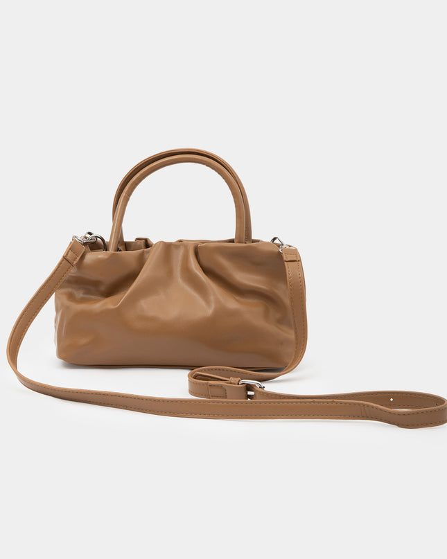 Bolso de mano tipo satchel con efecto fruncido y correa ajustable
