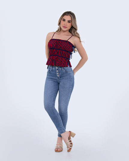 Jean Skinny tiro medio claro