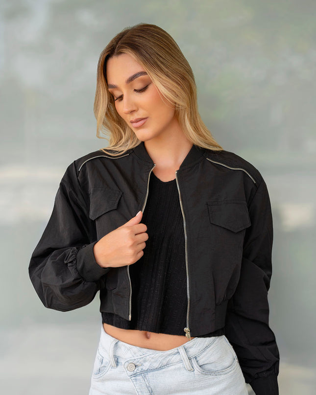 Chaqueta bomber negra