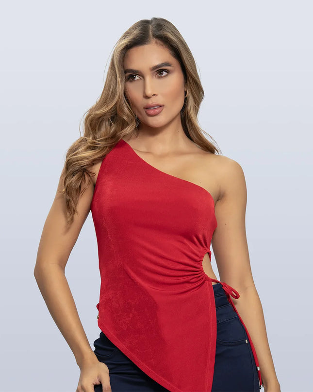 Blusa roja solo hombro