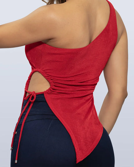 Blusa roja solo hombro