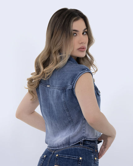 Camisa Denim manga sisa