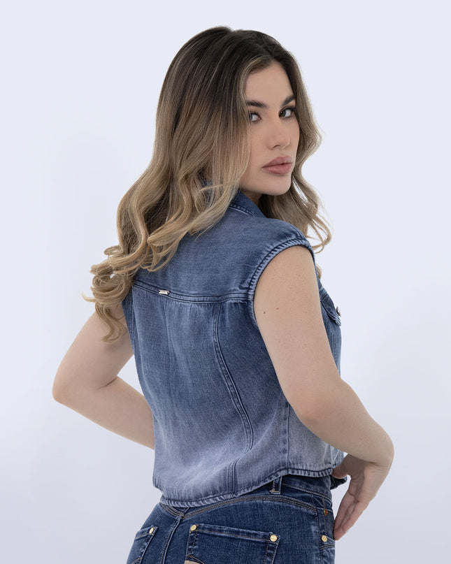 Camisa Denim manga sisa