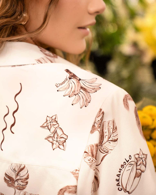 Camisa manga corta avena estampado