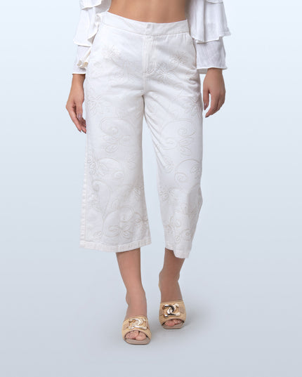 Jean Culotte natural bordado