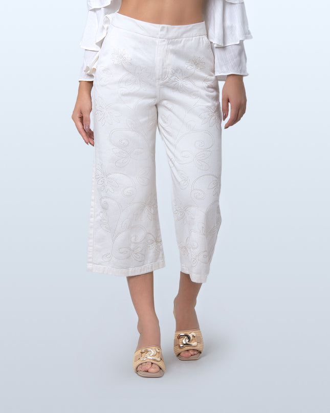 Jean Culotte natural bordado