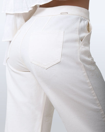 Jean Culotte natural bordado