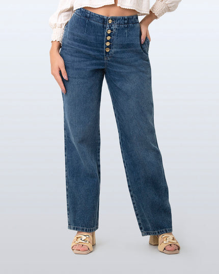 Jean Straight oscuro botonadura frontal