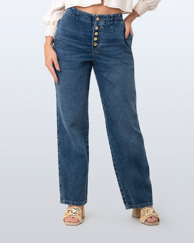 Jean Straight oscuro botonadura frontal