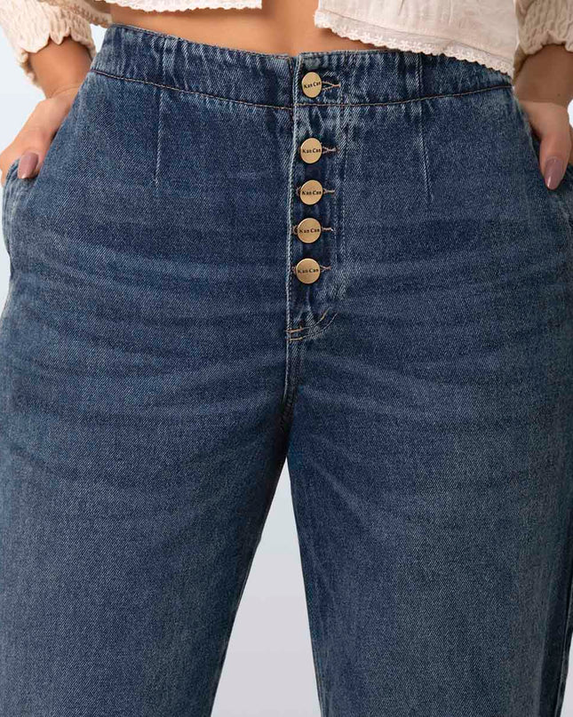 Jean Straight oscuro botonadura frontal