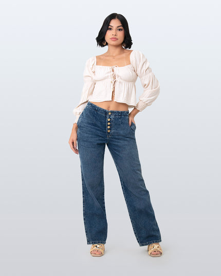 Jean Straight oscuro botonadura frontal