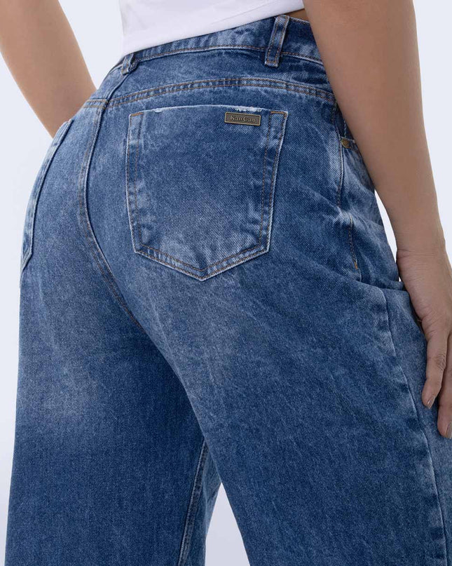 Jean straight tiro alto oscuro