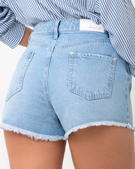 Short Denim bordado palmas