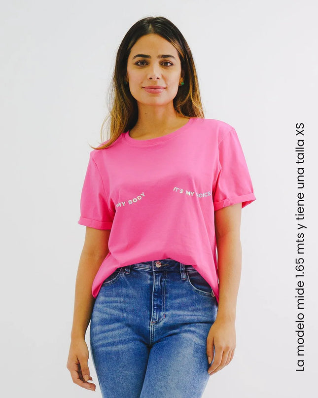 Camiseta Fucsia con cuello redondo