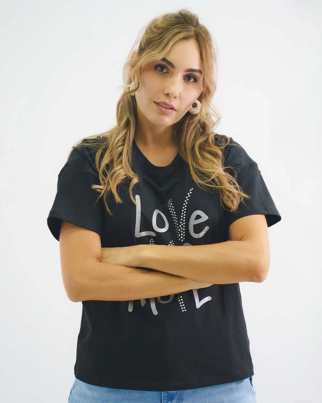 Camiseta negra cuello redondo